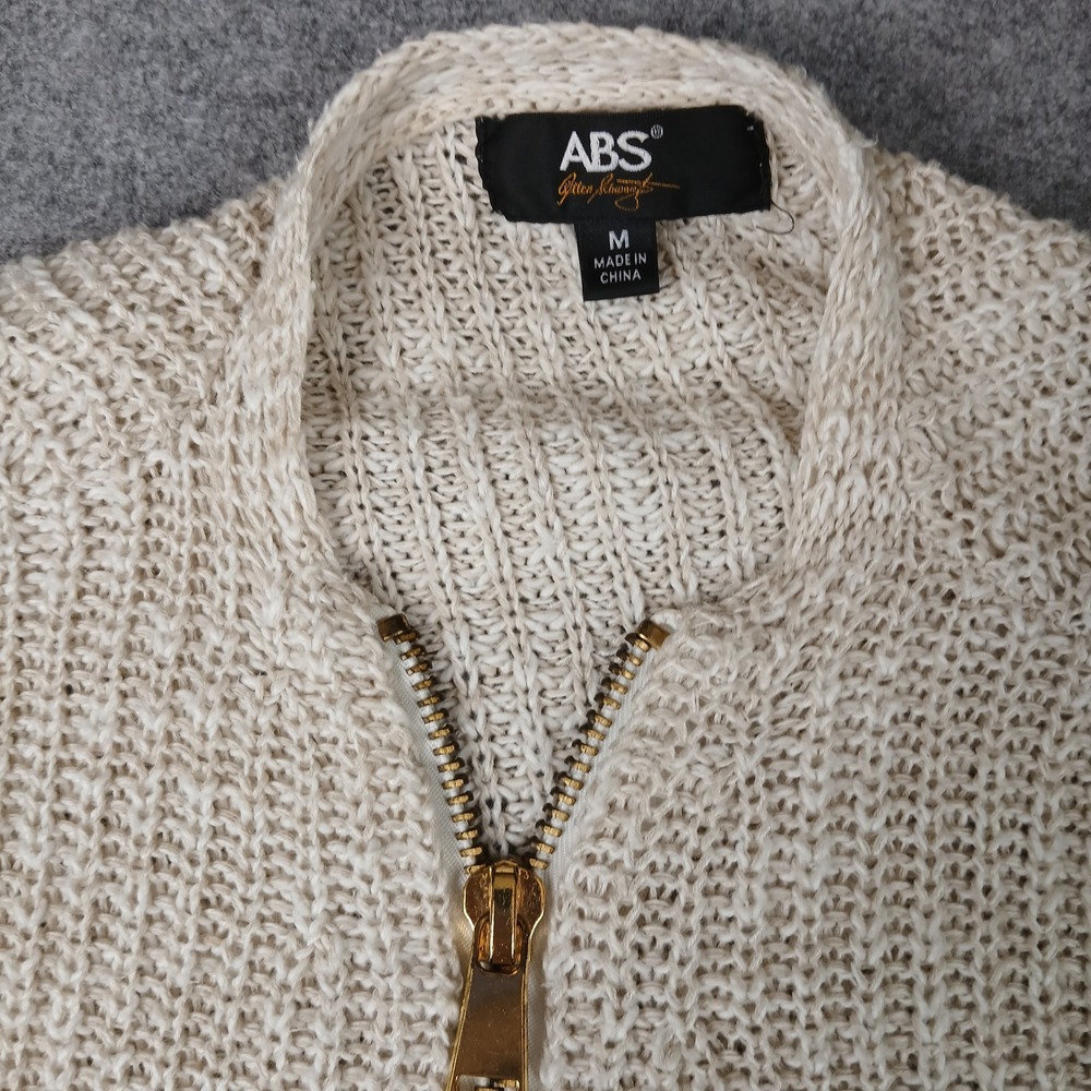 ABS Sweater Womens Medium Beige Marled Vanilla Half Zip Chunky Knit‎ A6F069SC - Picture 6 of 10